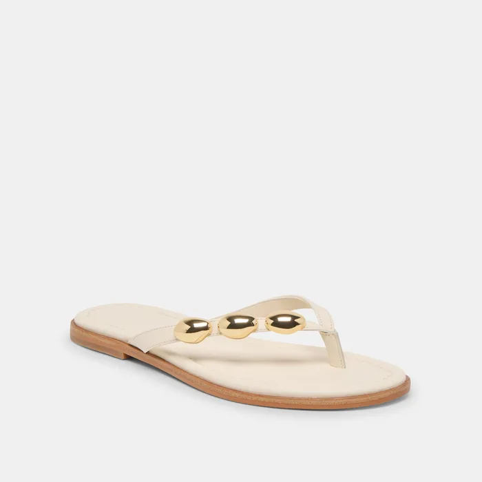 Juny Off White Leather Sandals — view 3