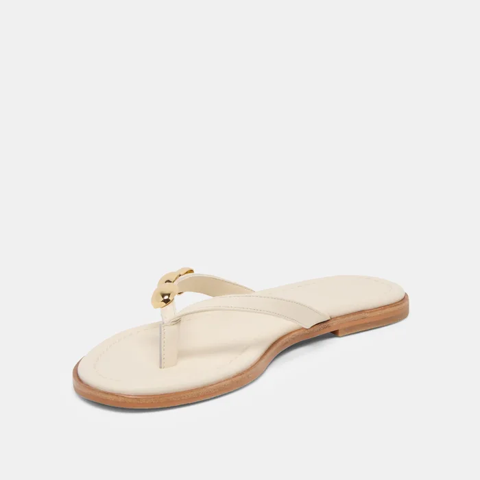 Juny Off White Leather Sandals — view 5
