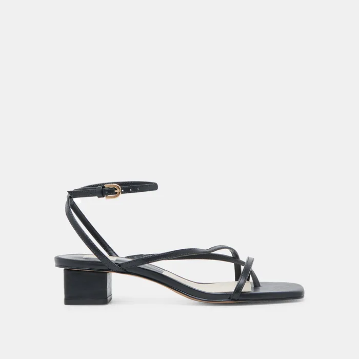 Karlos Wide Black Leather Sandals — view 2