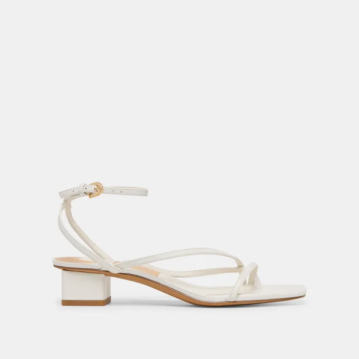 Karlos Wide True White Leather Sandals — view 2