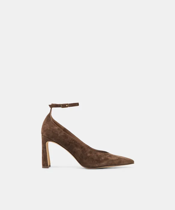 KARSIN Dk Brown Suede Closed-Toe Heels — view 2