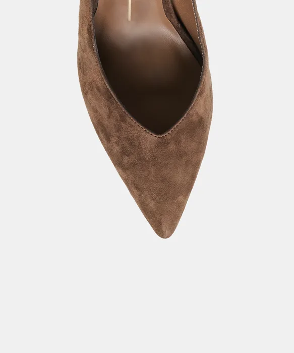 KARSIN Dk Brown Suede Closed-Toe Heels — view 4