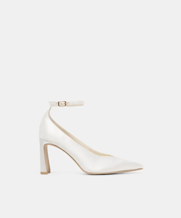 KARSIN True White Satin Bridal Closed-Toe Heels — view 2