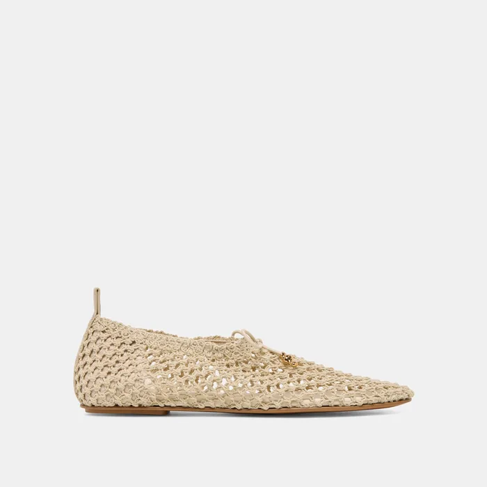 Kaylyn Oatmeal Crochet Flats — view 2