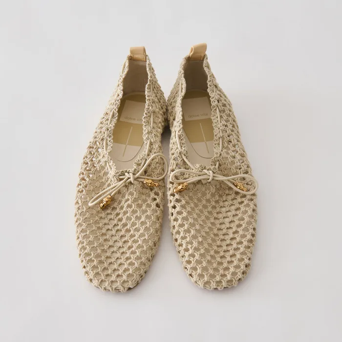 Kaylyn Oatmeal Crochet Flats — view 3