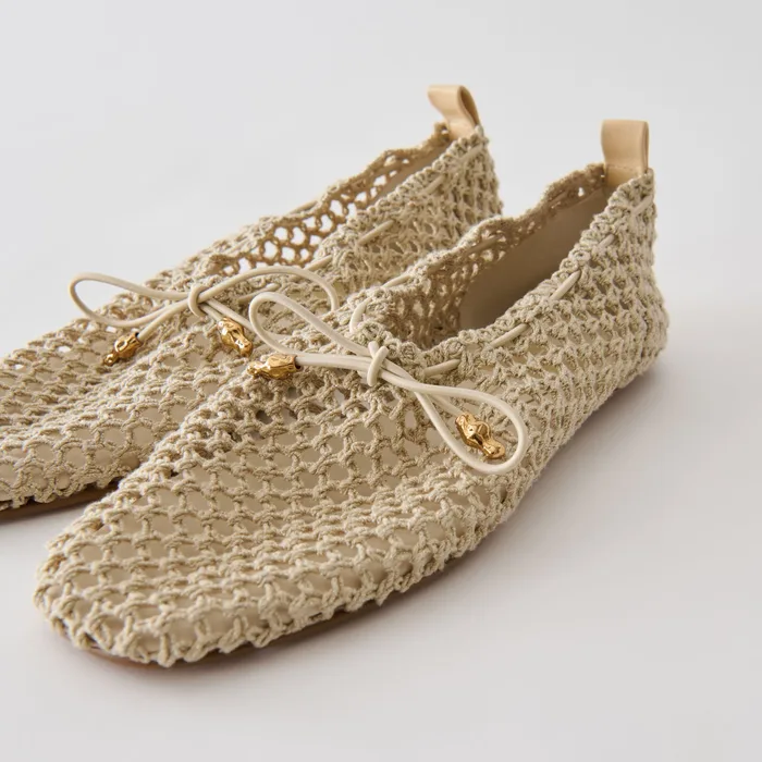Kaylyn Oatmeal Crochet Flats — view 5