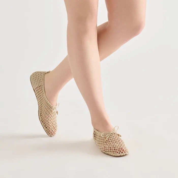 Kaylyn Oatmeal Crochet Flats — view 7