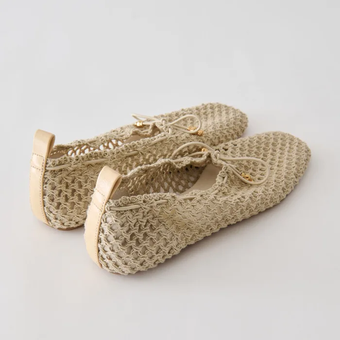 Kaylyn Oatmeal Crochet Flats — view 8