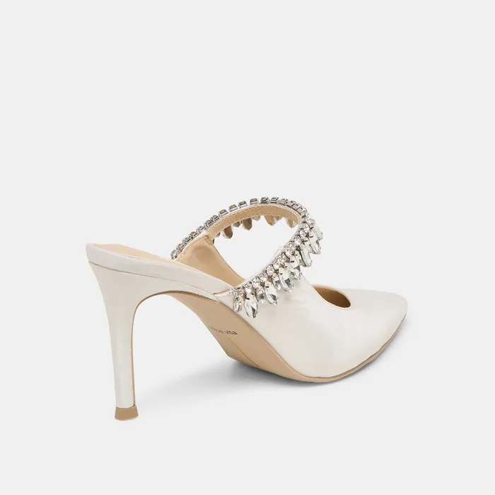 Keli Crystal White Satin Heels — view 6