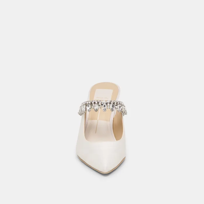 Keli Crystal White Satin Heels — view 10