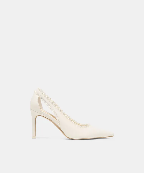 Kelson Pearl True White Leather Heels — view 2