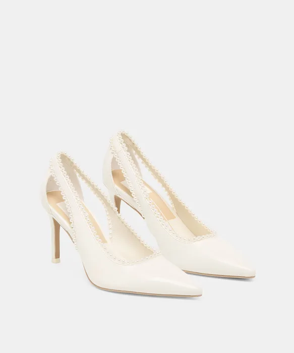 Kelson Pearl True White Leather Heels — view 3