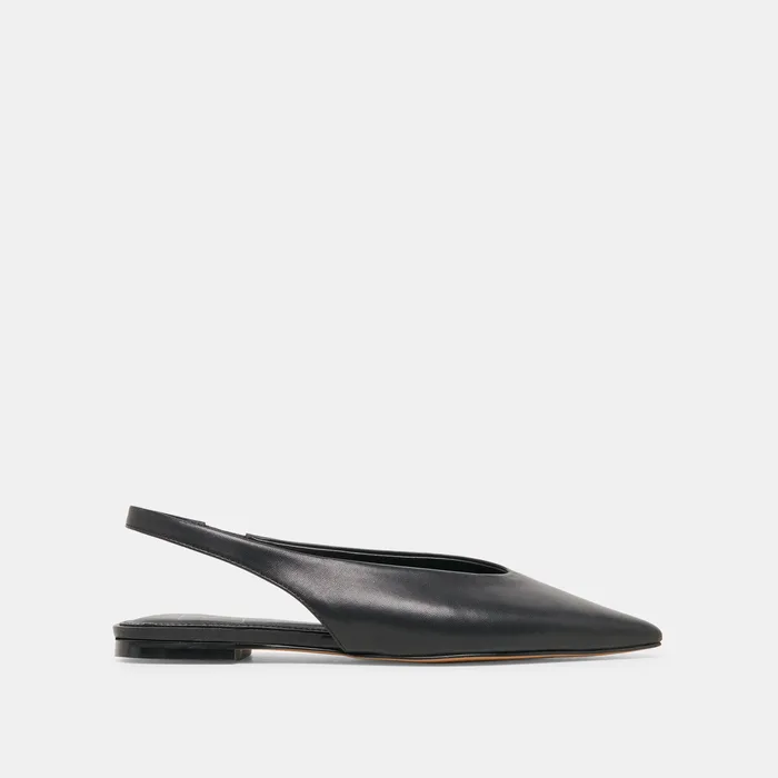 Kendle Black Leather Flats — view 2