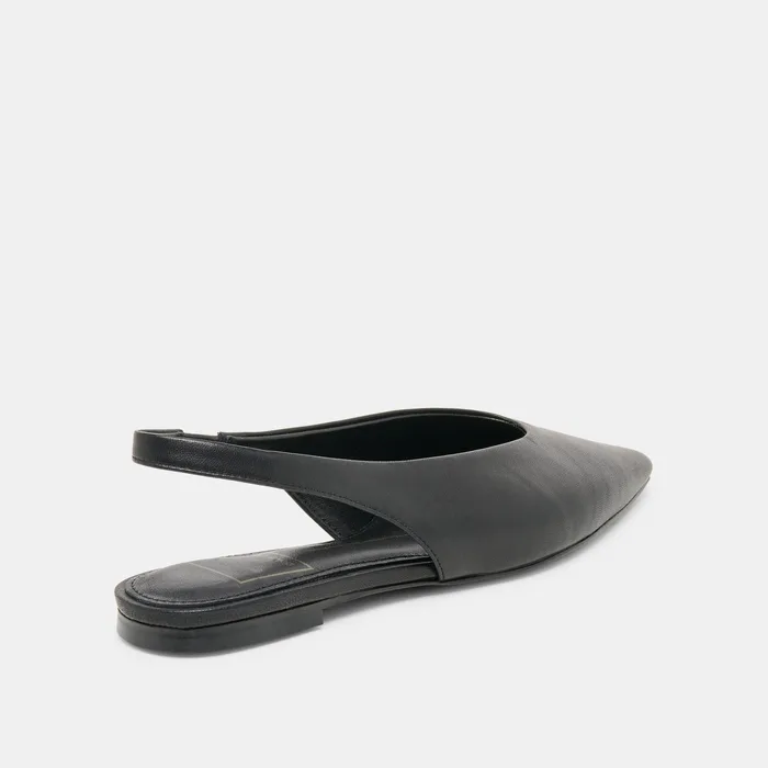 Kendle Black Leather Flats — view 4