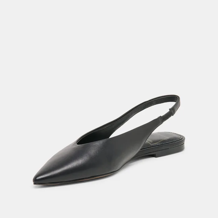 Kendle Black Leather Flats — view 5