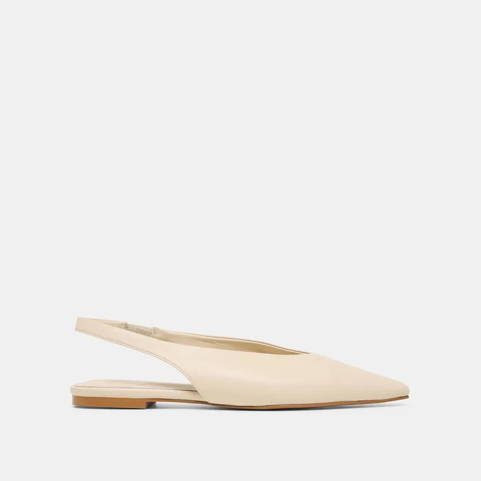 Kendle White Leather Flats — view 2