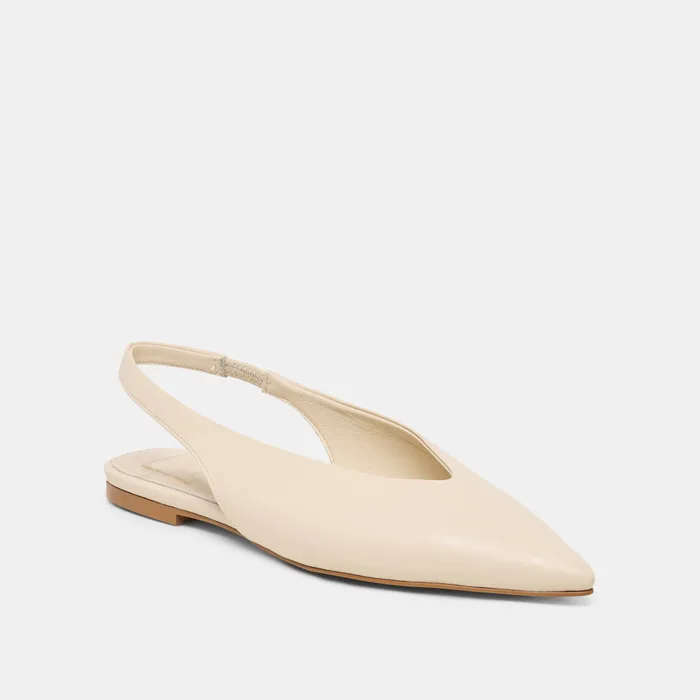 Kendle White Leather Flats — view 3
