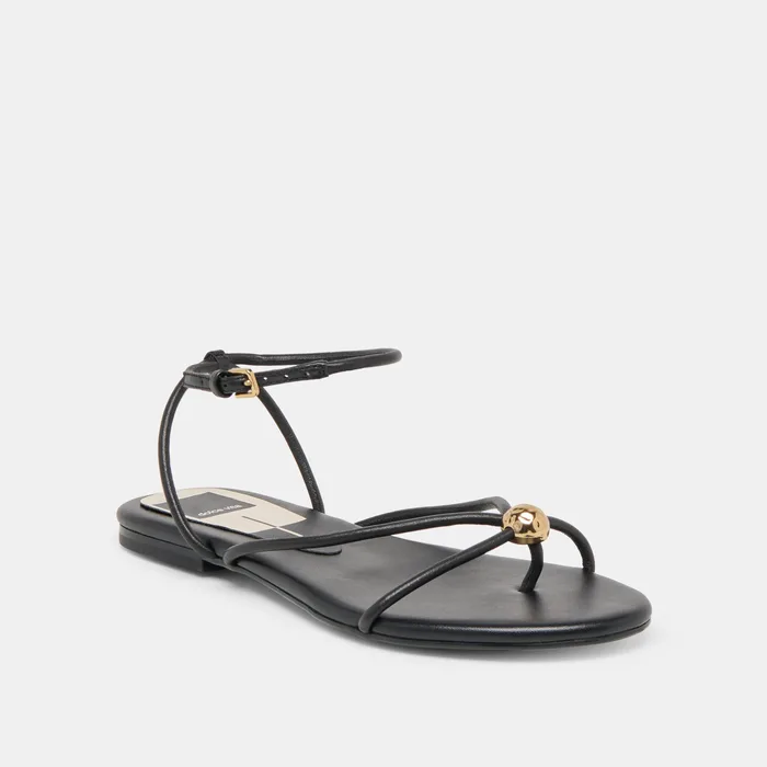 Kenley Black Leather Sandals — view 3