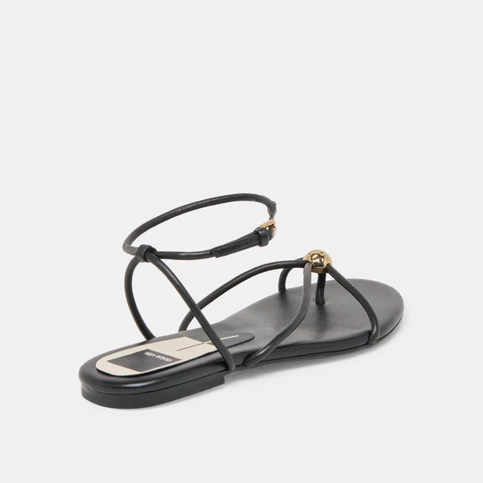 Kenley Black Leather Sandals — view 4