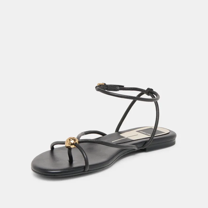 Kenley Black Leather Sandals — view 5