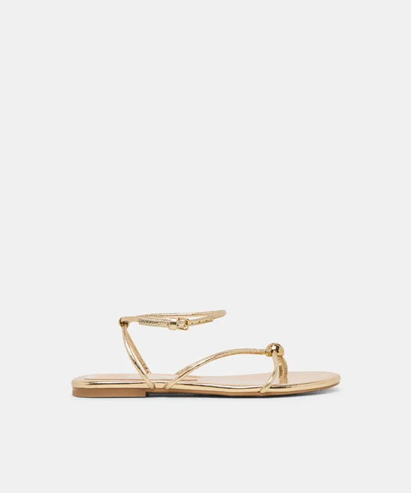 Kenley Gold Leather Sandals — view 2