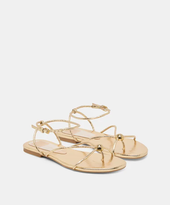 Kenley Gold Leather Sandals — view 3