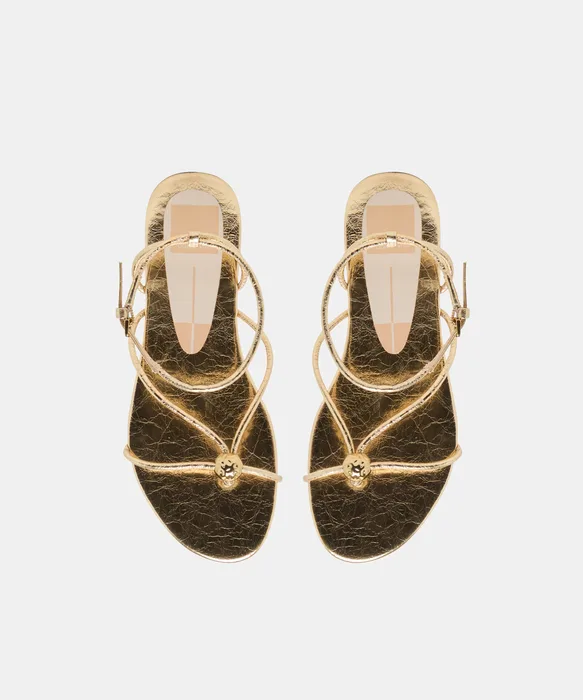 Kenley Gold Leather Sandals — view 5