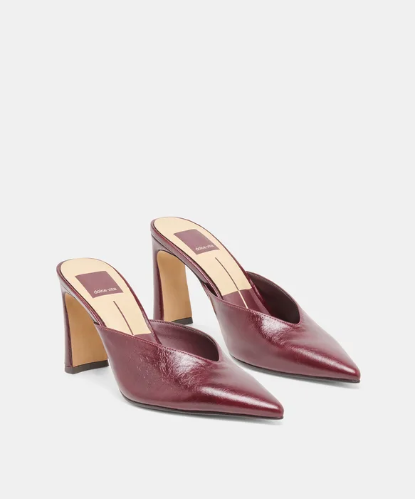 KENTIN Cranberry Leather Closed-Toe Heels — view 3