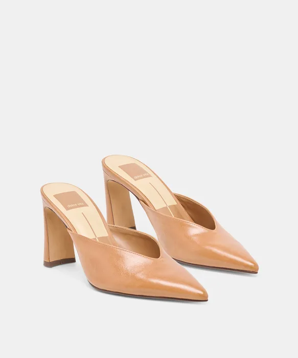 KENTIN Tan Leather Closed-Toe Heels — view 3