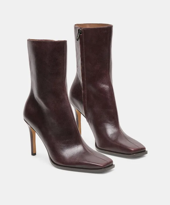KIMI Blackberry Leather Stiletto Heeled Booties — view 3