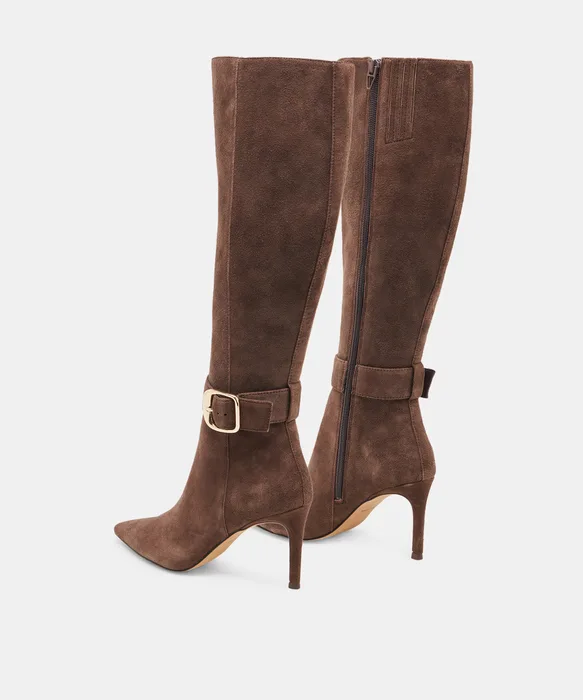 KINZY BOOTS DK BROWN SUEDE