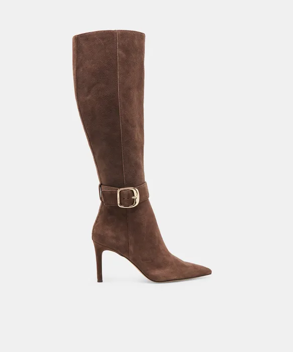 KINZY BOOTS DK BROWN SUEDE