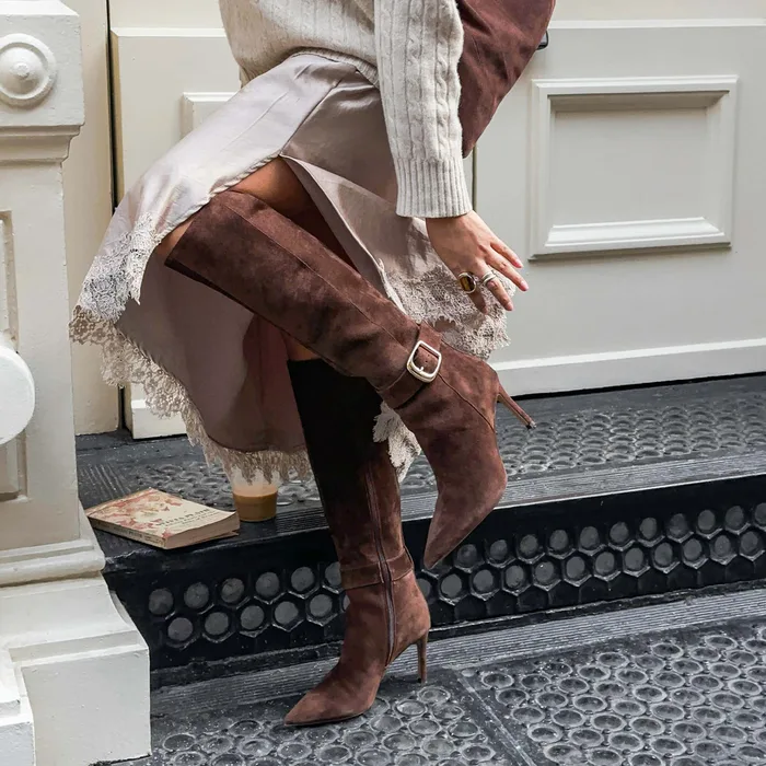 KINZY BOOTS DK BROWN SUEDE — view 4
