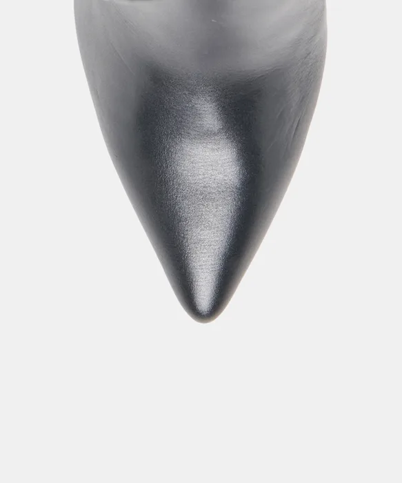 KINZY Black Leather Knee-High Stiletto Extra Wide Calf Boots — view 4