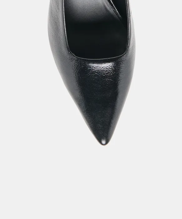 KOKO Black Leather Slingback Closed-Toe Mid Heels — view 4