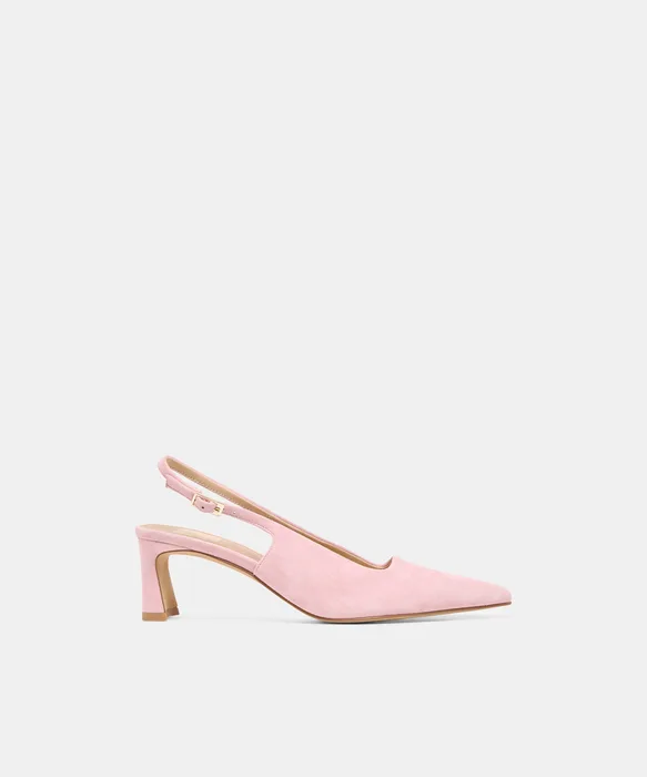 KOKO Pink Suede Slingback Closed-Toe Mid Heels — view 2