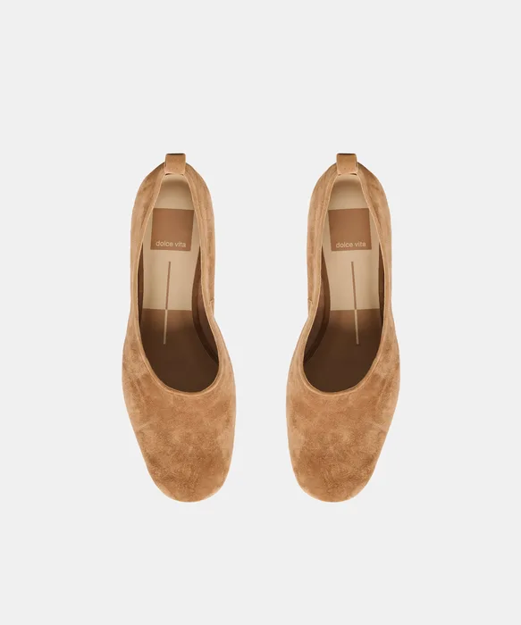 KORY Lt Brown Suede Ballet Flats — view 4