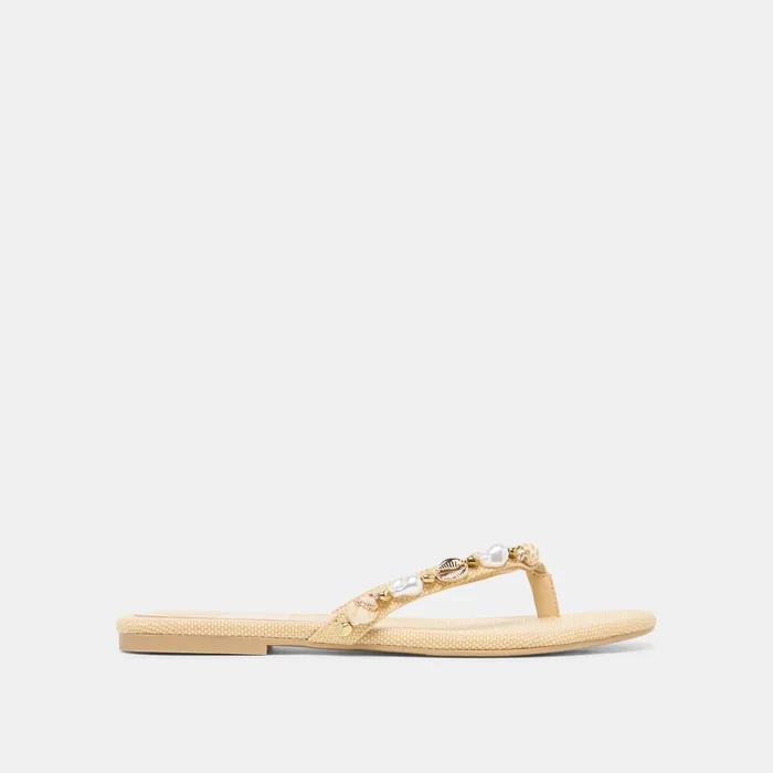 KYSHA Lt Natural Raffia Shell Flip-Flop Sandals — view 2