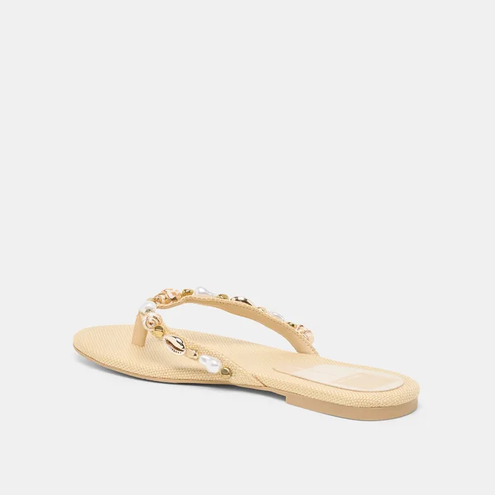 KYSHA Lt Natural Raffia Shell Flip-Flop Sandals — view 8