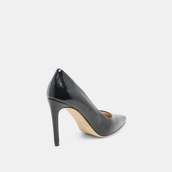 LANKY Black Leather Closed-Toe Pump Stiletto Heels — view 4