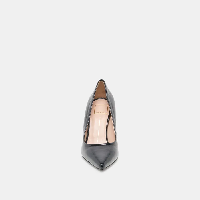 LANKY Black Leather Closed-Toe Pump Stiletto Heels — view 7