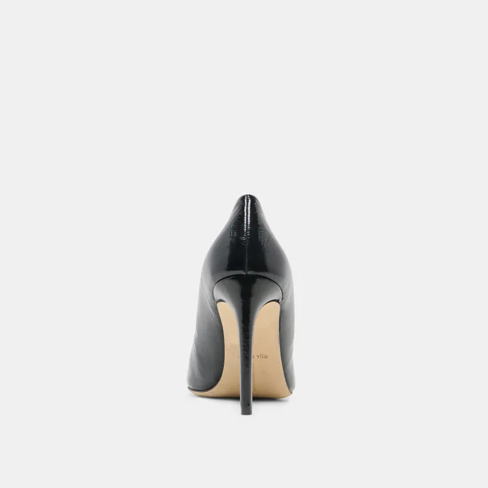 LANKY Black Leather Closed-Toe Pump Stiletto Heels — view 8