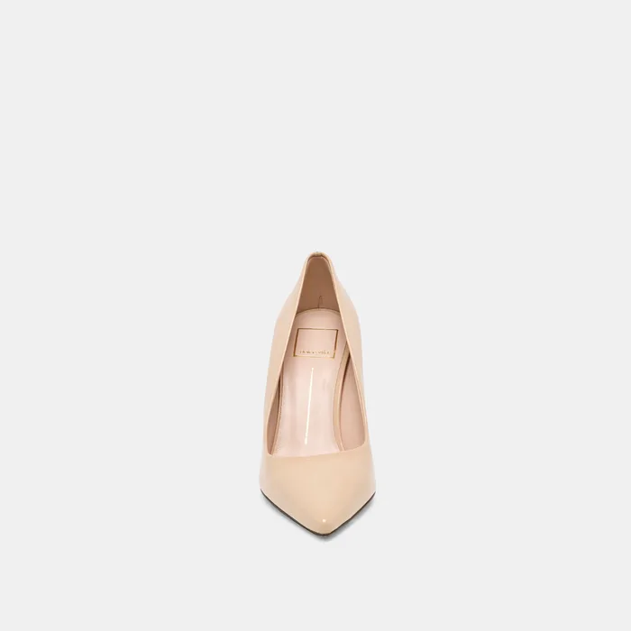 LANKY Tan Leather Closed-Toe Pump Stiletto Heels — view 7