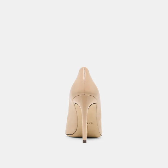 LANKY Tan Leather Closed-Toe Pump Stiletto Heels — view 8