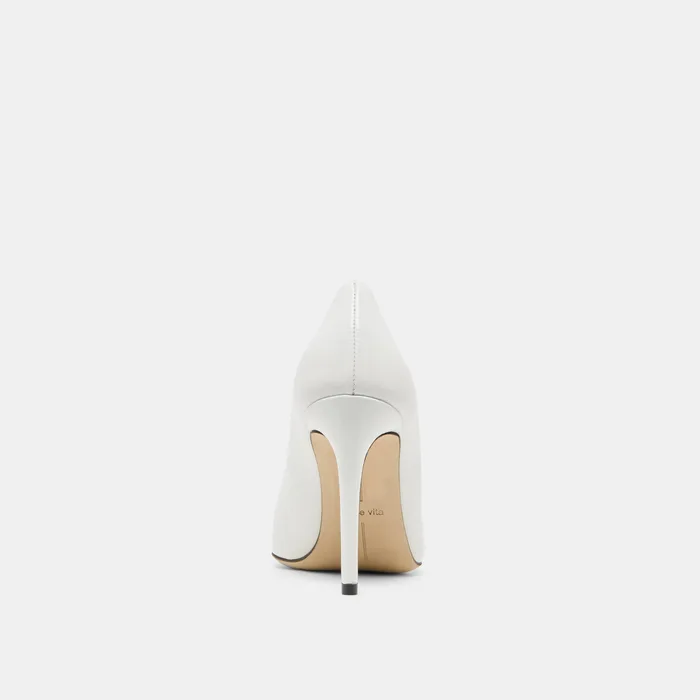 LANKY White Leather Closed-Toe Pump Stiletto Heels — view 8