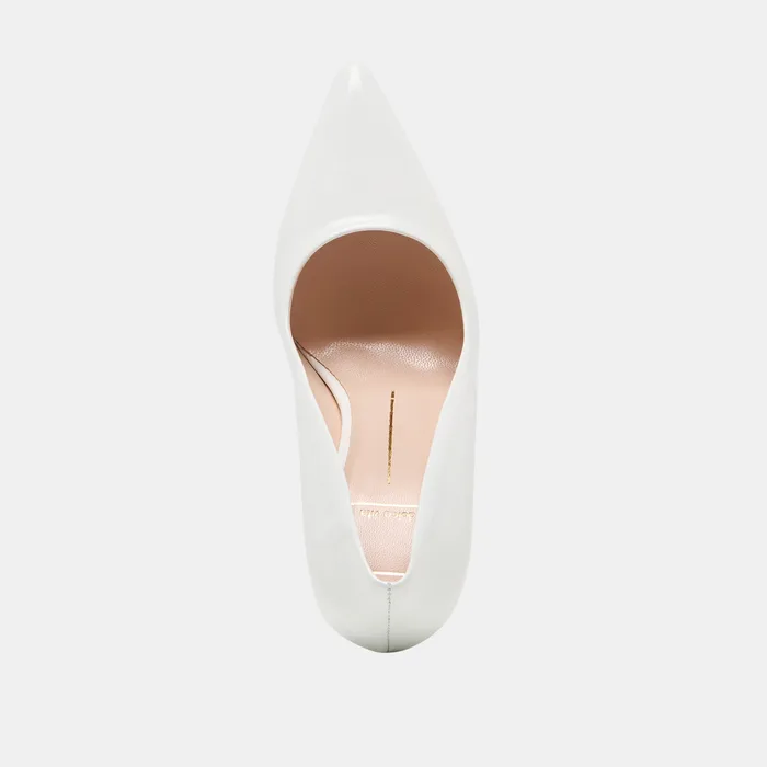 LANKY White Leather Closed-Toe Pump Stiletto Heels — view 9