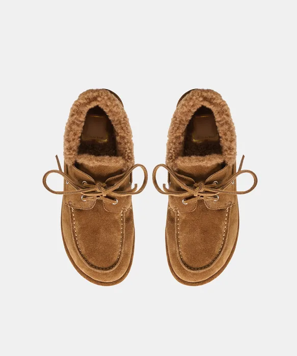 LAUNA Brown Suede Plush Moccasin Flats — view 4