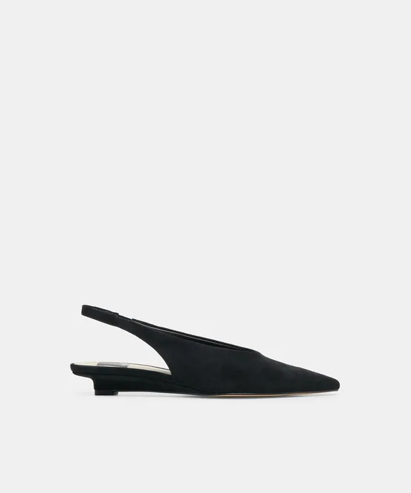 LEEROY Onyx Suede Pointed-Toe Slingback Heels — view 2