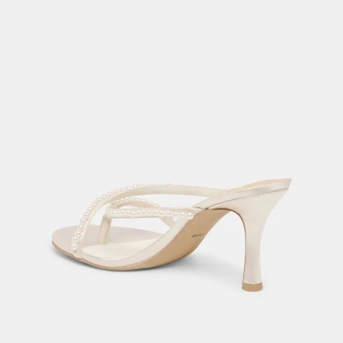 Liano Pearl Off White Satin Heels — view 10