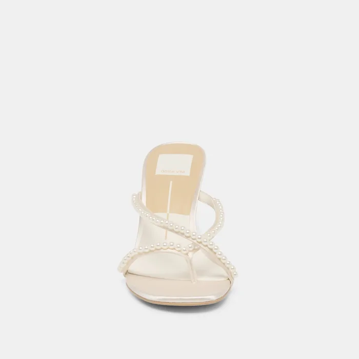 Liano Pearl Off White Satin Heels — view 11